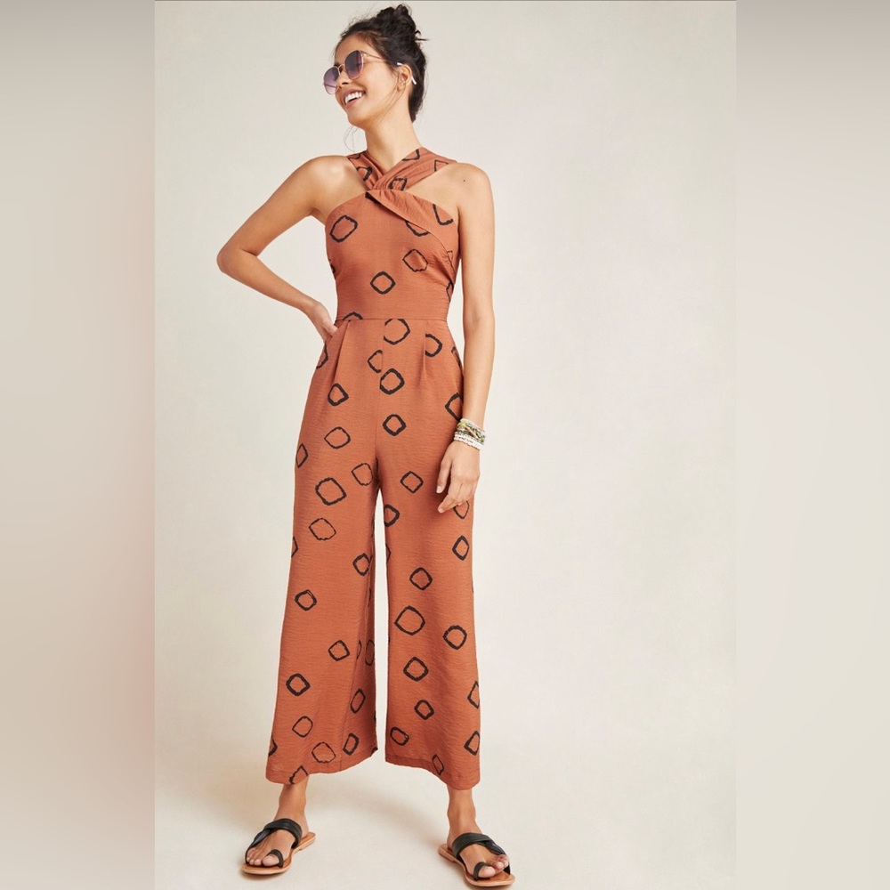 NWT Anthropologie Eva Franco Faith jumpsuit, burnt orange, Size 10